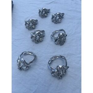 Set of 7 Arthur Court BUNNIES Aluminum Napkin Rings - Fast Shipping!!